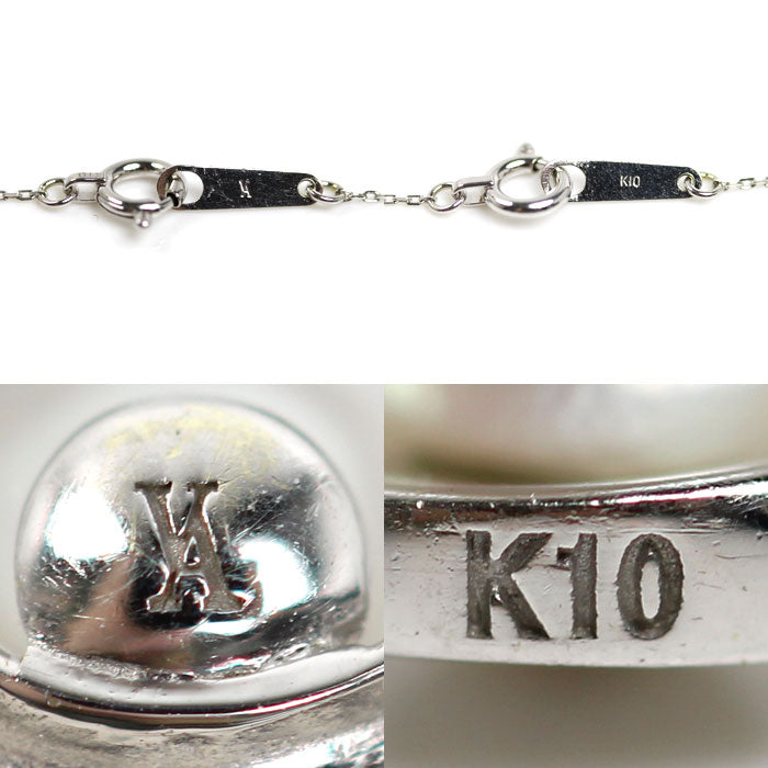 Vendome Aoyama ヴァンドーム青山 K10WG ホワイトゴールド ホースシュー ネックレス パール約3.9mm ダイヤモンド 1.1g 40cm レディース【中古】