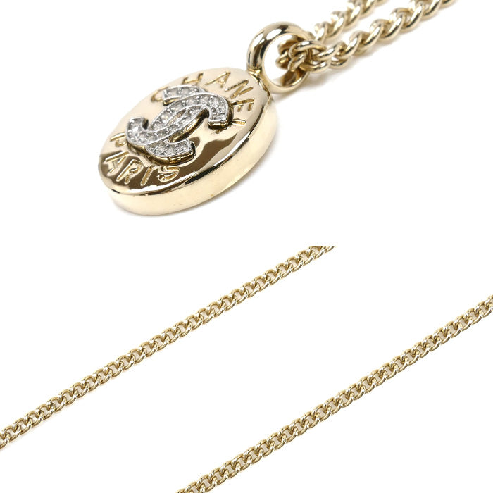 CHANEL シャネル GP ラインストーン ココマーク ラインストーン ネックレス ABG026 B21074 59cm レディース【中古】【美品】