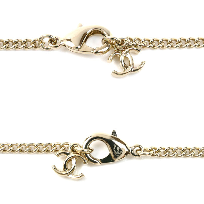 CHANEL シャネル GP ラインストーン ココマーク ラインストーン ネックレス ABG026 B21074 59cm レディース【中古】【美品】