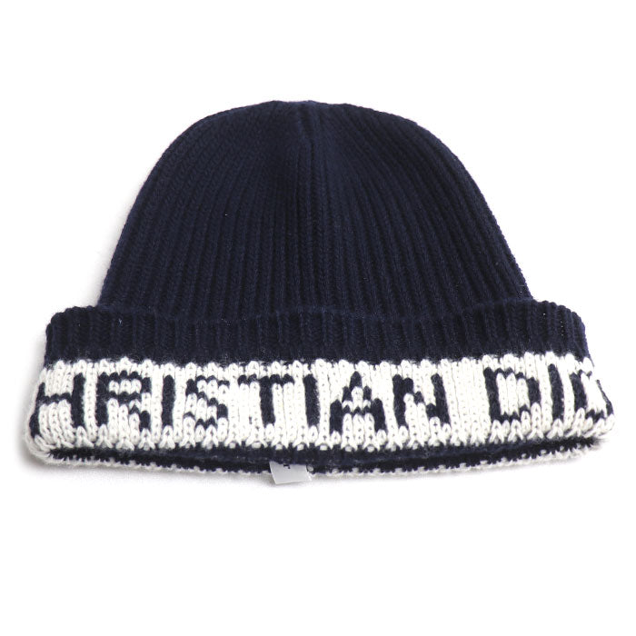 Dior ディオール ニット ウォーム レター ビーニー ニットキャップ ネイビー/ホワイト 31NOE714IXGH ユニセックス【中古】