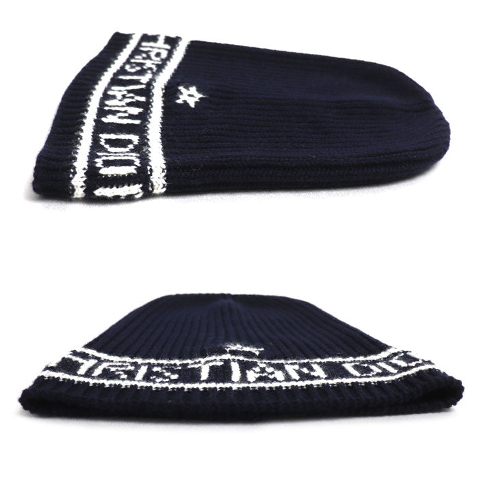 Dior ディオール ニット ウォーム レター ビーニー ニットキャップ ネイビー/ホワイト 31NOE714IXGH ユニセックス【中古】