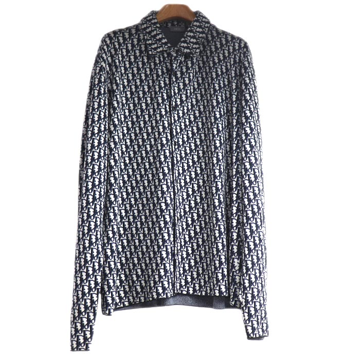 Christian Dior クリスチャンディオール オブリーク オーバーシャツ 長袖シャツ ネイビー グレー 023M550AT099 
X3L メンズ【中古】