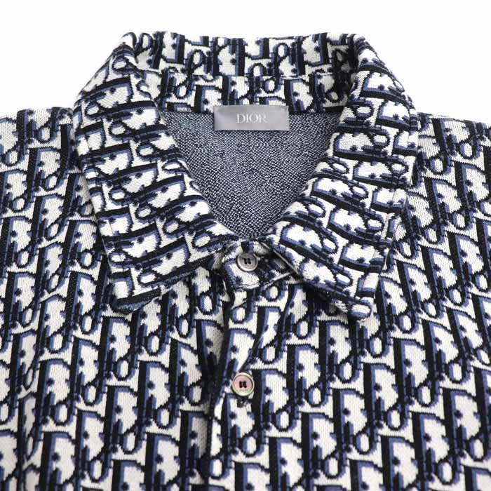 Christian Dior クリスチャンディオール オブリーク オーバーシャツ 長袖シャツ ネイビー グレー 023M550AT099 
X3L メンズ【中古】