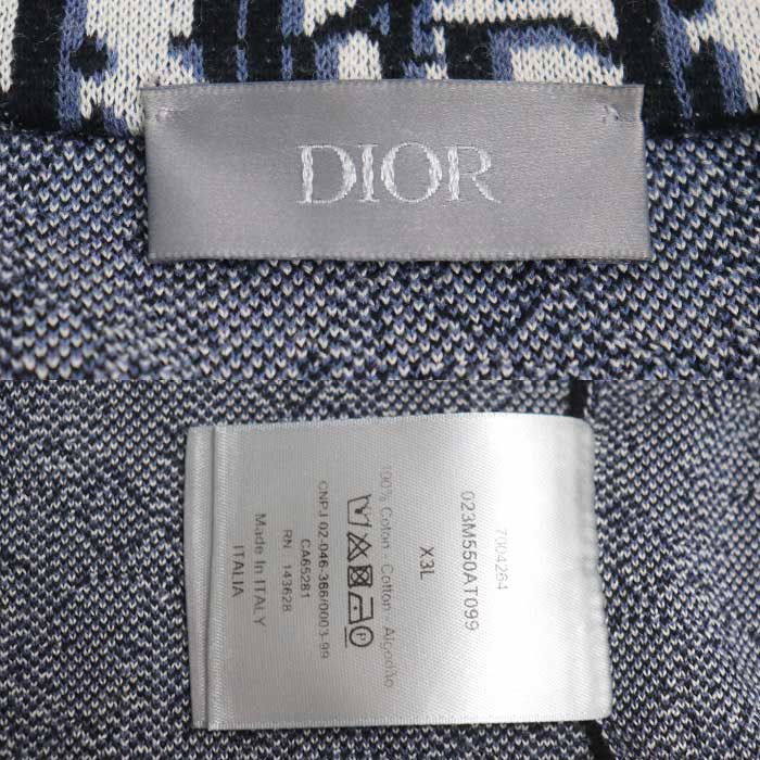 Christian Dior クリスチャンディオール オブリーク オーバーシャツ 長袖シャツ ネイビー グレー 023M550AT099 
X3L メンズ【中古】