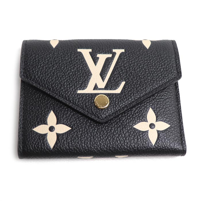 LOUIS VUITTON ルイ・ヴィトン ポルフォイユ ヴィクトリーヌ 三つ折り財布 バイカラー アンプラント ブラック M80968 ICチップ レディース【未使用】【買取品】