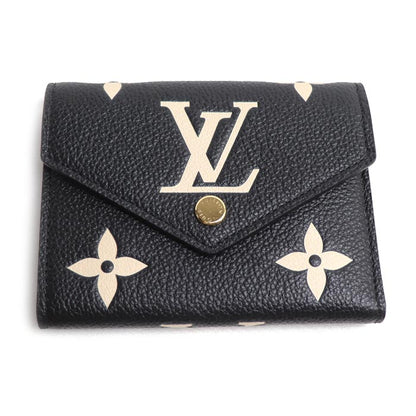 LOUIS VUITTON ルイ・ヴィトン ポルフォイユ ヴィクトリーヌ 三つ折り財布 バイカラー アンプラント ブラック M80968 ICチップ レディース【未使用】【買取品】