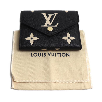 LOUIS VUITTON ルイ・ヴィトン ポルフォイユ ヴィクトリーヌ 三つ折り財布 バイカラー アンプラント ブラック M80968 ICチップ レディース【未使用】【買取品】