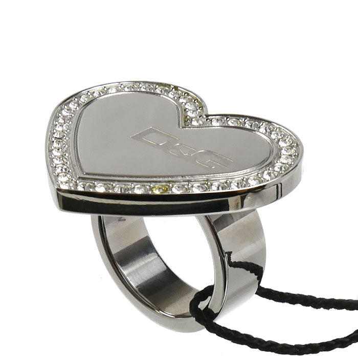 DOLCE&GABBANA ドルチェアンドガッバーナ GP ラインストーン ロゴ ハート リング・指輪 DJ0545 15号 レディース【中古】【美品】