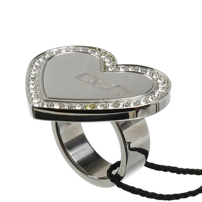 DOLCE&GABBANA ドルチェアンドガッバーナ GP ラインストーン ロゴ ハート リング・指輪 DJ0545 15号 レディース【中古】【美品】