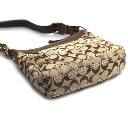 COACH コーチ シグネチャー ミディアム ダッフル ショルダーバッグ ベージュ/ブラウン 10403 レディース【中古】