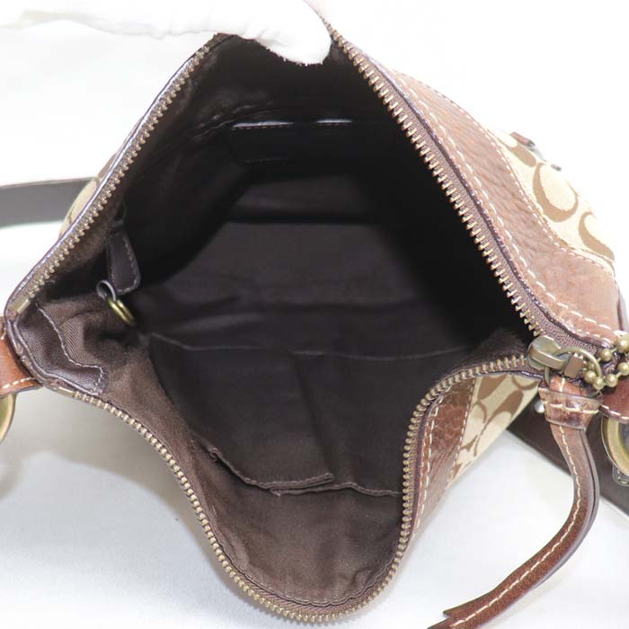 COACH コーチ シグネチャー ミディアム ダッフル ショルダーバッグ ベージュ/ブラウン 10403 レディース【中古】