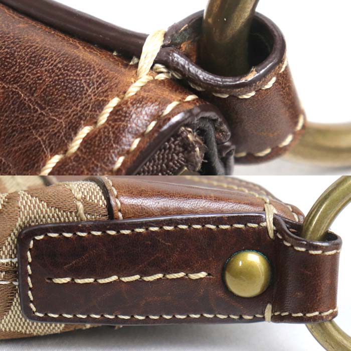 COACH コーチ シグネチャー ミディアム ダッフル ショルダーバッグ ベージュ/ブラウン 10403 レディース【中古】