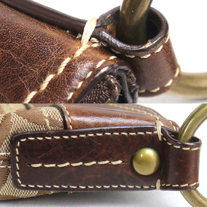 COACH コーチ シグネチャー ミディアム ダッフル ショルダーバッグ ベージュ/ブラウン 10403 レディース【中古】