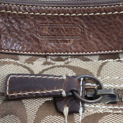 COACH コーチ シグネチャー ミディアム ダッフル ショルダーバッグ ベージュ/ブラウン 10403 レディース【中古】