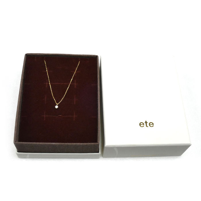 ete エテ K18YG イエローゴールド ブライト ネックレス 260838-660838 ダイヤモンド0.06ct 0.7g 40cm レディース【中古】