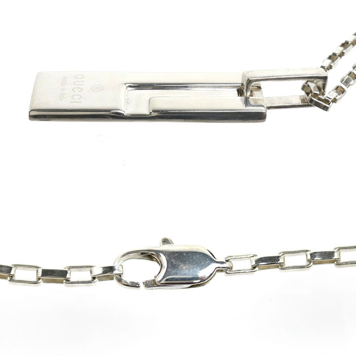 GUCCI グッチ シルバー925 Gロゴ プレート ネックレス 145170 17.1g 50cm メンズ【中古】