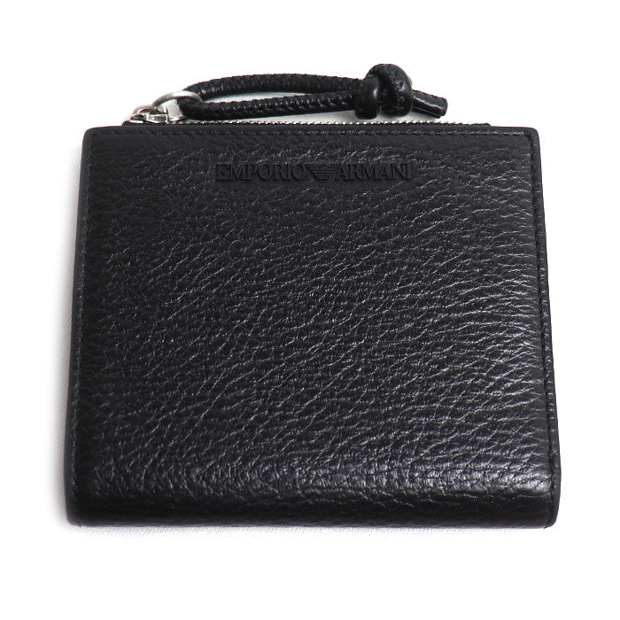 Emporio Armani エンポリオ・アルマーニ ジップ付きカードホルダー 二つ折り財布 ブラック Y4R262Y068E80001 メンズ【中古】