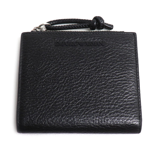 Emporio Armani エンポリオ・アルマーニ ジップ付きカードホルダー 二つ折り財布 ブラック Y4R262Y068E80001 メンズ【中古】