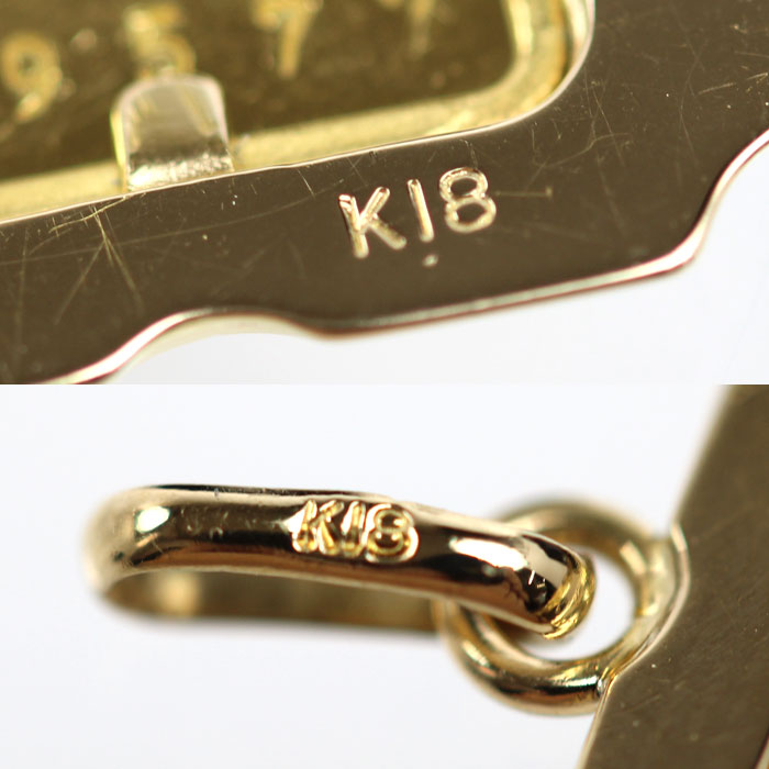 K24YG イエローゴールド K18YG イエローゴールド 1g インゴット ペンダントトップ 2.0g ユニセックス【中古】