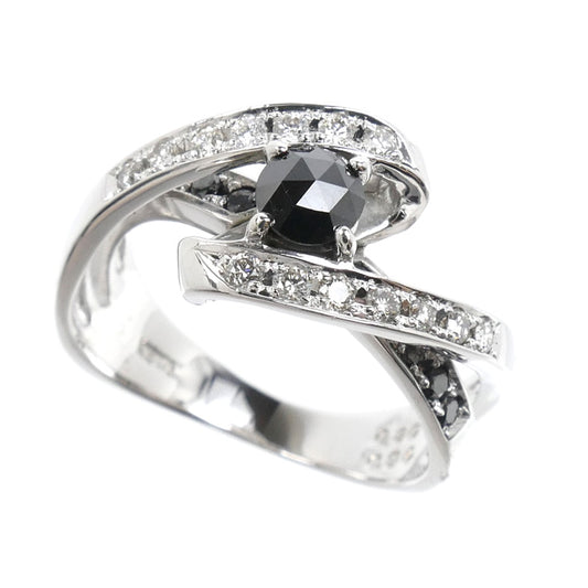K18WG ホワイトゴールド リング・指輪 ブラックダイヤモンド0.30ct ダイヤモンド0.34ct 11.5号 5.5g レディース【中古】【美品】