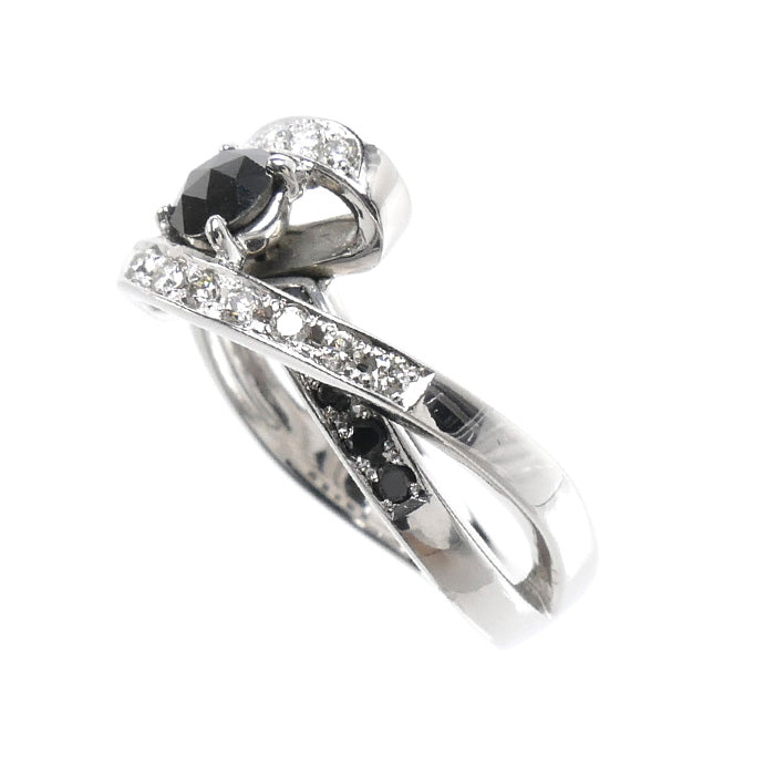 K18WG ホワイトゴールド リング・指輪 ブラックダイヤモンド0.30ct ダイヤモンド0.34ct 11.5号 5.5g レディース【中古】【美品】