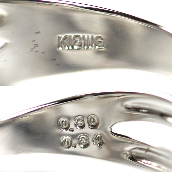 K18WG ホワイトゴールド リング・指輪 ブラックダイヤモンド0.30ct ダイヤモンド0.34ct 11.5号 5.5g レディース【中古】【美品】