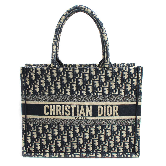 Dior ディオール オブリーク エンブロイダリー ブックトート ミディアム トートバッグ ネイビー M1296ZRIW_M828 レディース【中古】