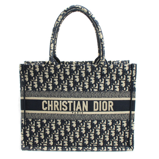 Dior ディオール オブリーク エンブロイダリー ブックトート ミディアム トートバッグ ネイビー M1296ZRIW_M828 レディース【中古】
