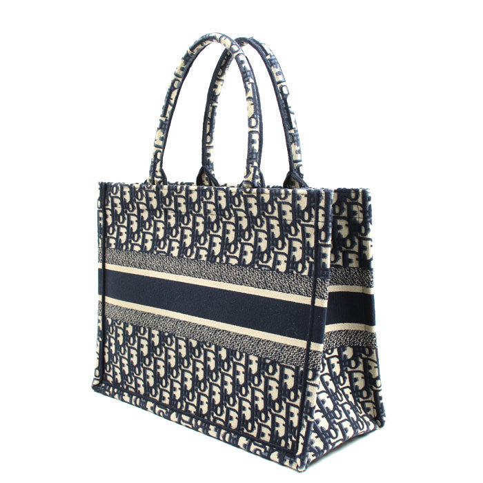 Dior ディオール オブリーク エンブロイダリー ブックトート ミディアム トートバッグ ネイビー M1296ZRIW_M828 レディース【中古】