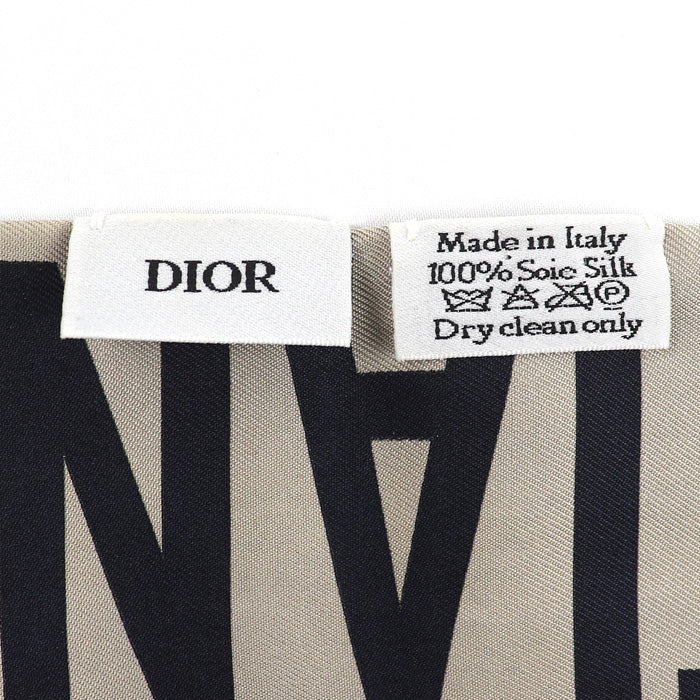 Dior ディオール トロッター オブリーク ロゴ リバーシブル スカーフ ネイビー/ベージュ レディース【中古】