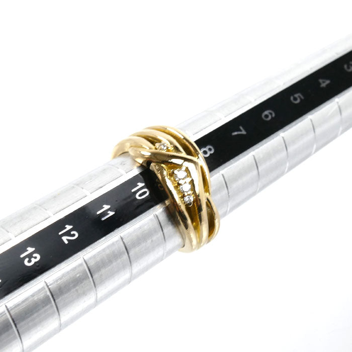 K18YG イエローゴールド リング・指輪 ダイヤモンド0.10ct 9号 4.5g レディース【中古】