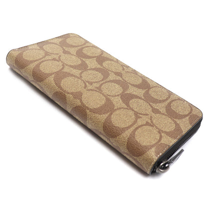 COACH コーチ アコーディオン ウォレット シグネチャー 長財布 ラウンドファスナー ベージュ/ブラック 58112 QBTN2 アウトレット メンズ【中古】【極美品】