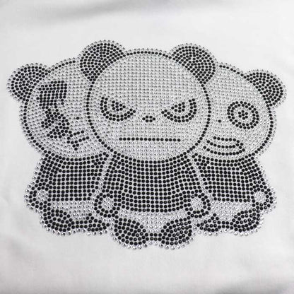 HIPANDA ラインストーン パンダ3兄弟 パーカー ホワイト L メンズ【中古】