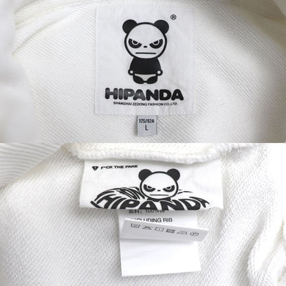 HIPANDA ラインストーン パンダ3兄弟 パーカー ホワイト L メンズ【中古】