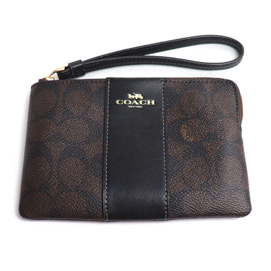 COACH コーチ コーナージップ リストレット ポーチ ブラウン CW854 IMXAQ アウトレット レディース【中古】【美品】