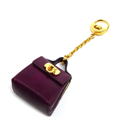 Salvatore Ferragamo サルヴァトーレフェラガモ ガンチーニ ハンドバッグ モチーフ キーホルダー ワインレッド 22-5641 レディース【中古】