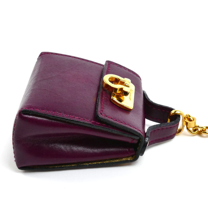 Salvatore Ferragamo サルヴァトーレフェラガモ ガンチーニ ハンドバッグ モチーフ キーホルダー ワインレッド 22-5641 レディース【中古】