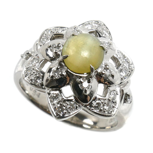 Pt900プラチナ リング・指輪 キャッツアイ1.10ct ダイヤモンド0.34ct 13号 9.9g レディース【中古】【美品】