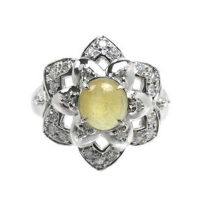 Pt900プラチナ リング・指輪 キャッツアイ1.10ct ダイヤモンド0.34ct 13号 9.9g レディース【中古】【美品】