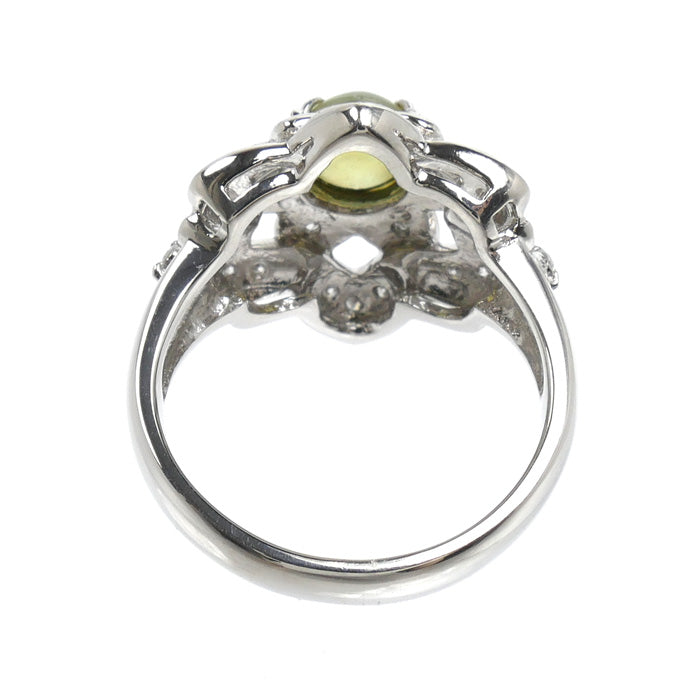 Pt900プラチナ リング・指輪 キャッツアイ1.10ct ダイヤモンド0.34ct 13号 9.9g レディース【中古】【美品】
