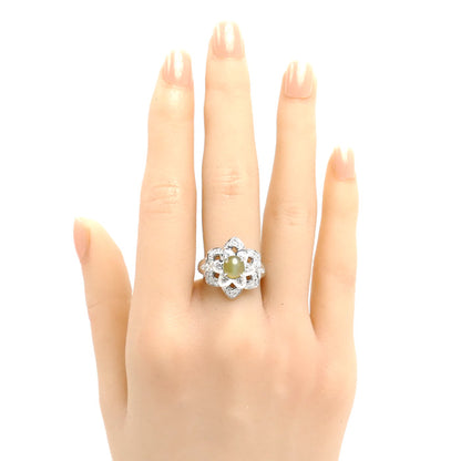 Pt900プラチナ リング・指輪 キャッツアイ1.10ct ダイヤモンド0.34ct 13号 9.9g レディース【中古】【美品】