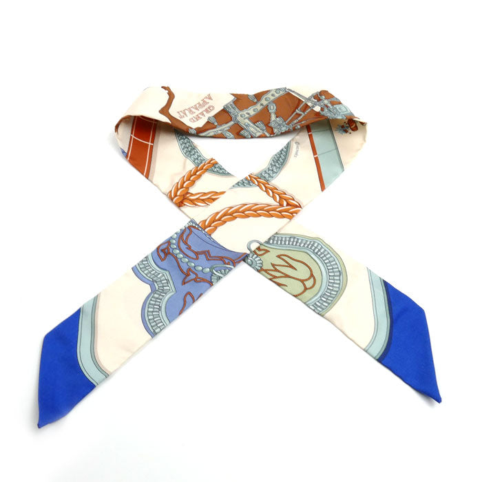 HERMES エルメス ツイリー グラン アパラ スカーフ クレーム/ブルー/テラコッタ レディース【中古】