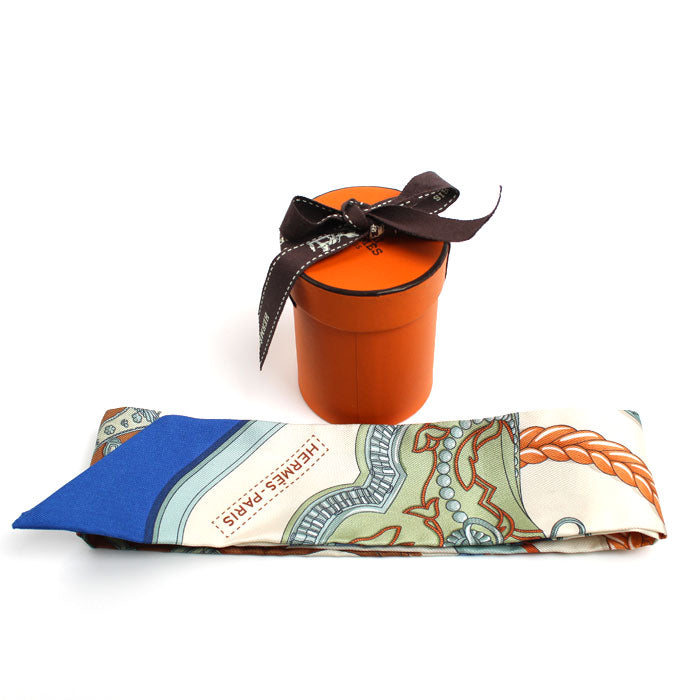 HERMES エルメス ツイリー グラン アパラ スカーフ クレーム/ブルー/テラコッタ レディース【中古】