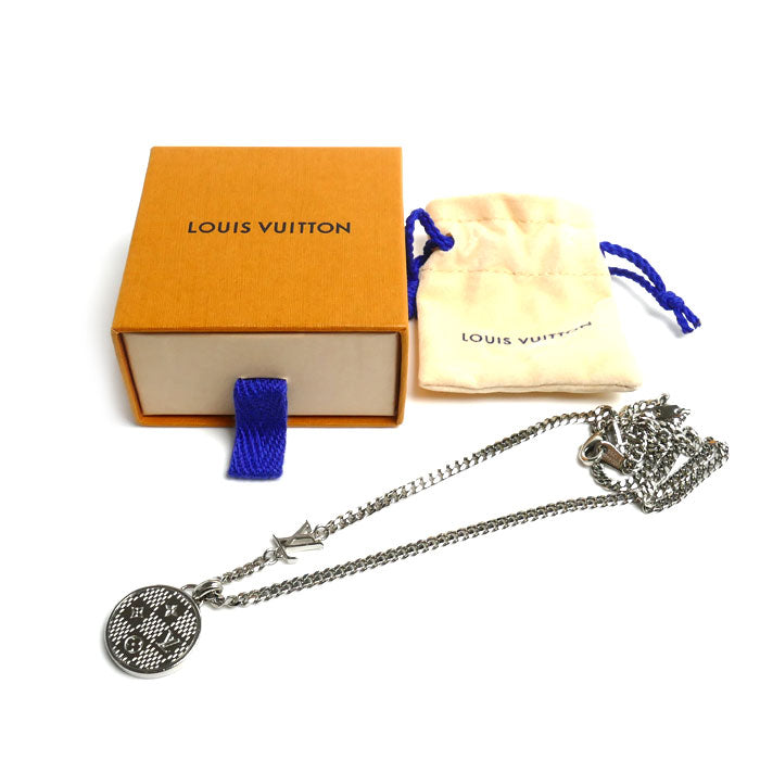 LOUIS VUITTON ルイ・ヴィトン メタル ペンダント ダミエ ステープル ネックレス M02446 LE1255 45/50/55cm メンズ【中古】