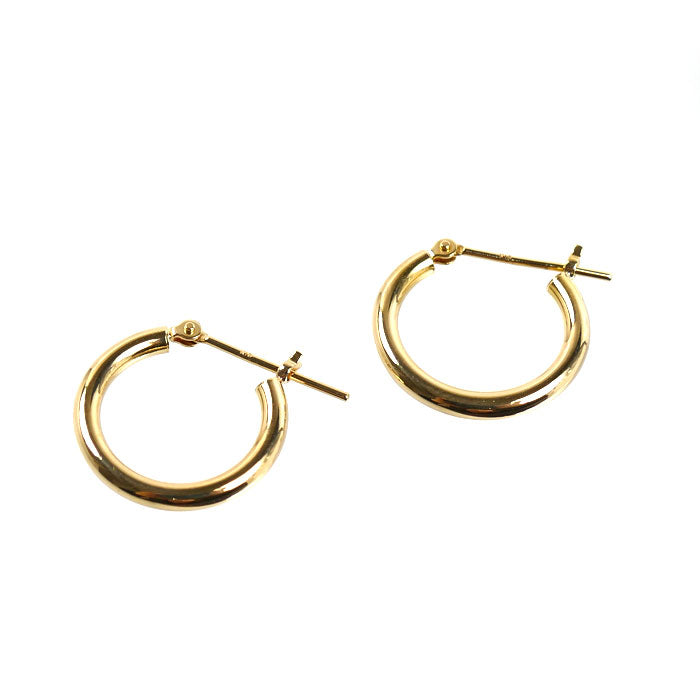 K18YG イエローゴールド フープ 2×15 ピアス 0.8g レディース【中古】【美品】