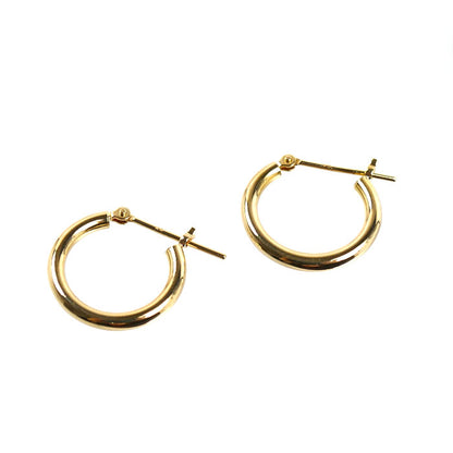 K18YG イエローゴールド フープ 2×15 ピアス 0.8g レディース【中古】【美品】
