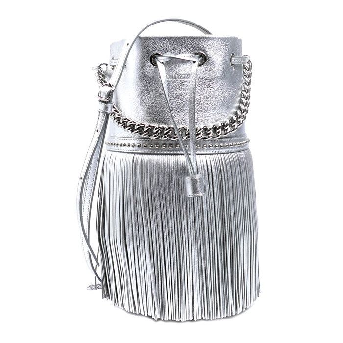 J&M Davidson ジェイアンドエムデヴィッドソン カーニバルM スタッズ フリンジ ショルダーバッグ シルバー レディース【中古】【美品】