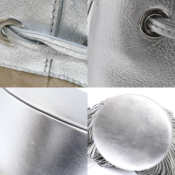 J&M Davidson ジェイアンドエムデヴィッドソン カーニバルM スタッズ フリンジ ショルダーバッグ シルバー レディース【中古】【美品】