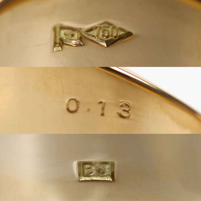 K18YG イエローゴールド 印台 リング・指輪 ダイヤモンド0.13ct 21号 11.8g メンズ【中古】【美品】