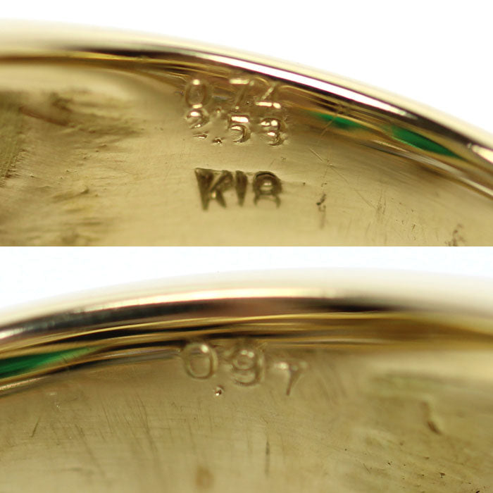 K18YG イエローゴールド リング・指輪 エメラルド2.53ct/0.74ct ダイヤモンド0.97ct 12号 15.0g レディース【中古】